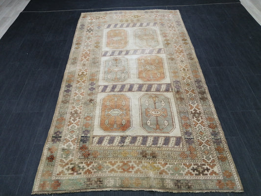 3.9 x 7 OUSHAK RUG TURKISH Oushak Rug Vintage Oushak Runner Rug 4x7 Vintage Runner Rug Wool Oushak Rug Hand Made Rugs Vintage Turkish Rug