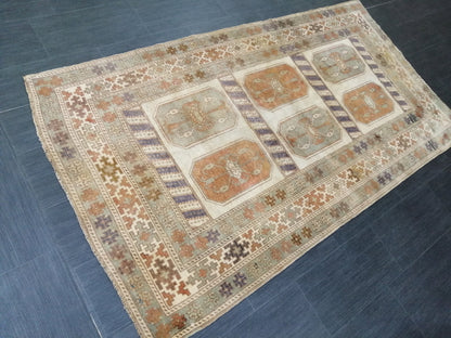 3.9 x 7 OUSHAK RUG TURKISH Oushak Rug Vintage Oushak Runner Rug 4x7 Vintage Runner Rug Wool Oushak Rug Hand Made Rugs Vintage Turkish Rug