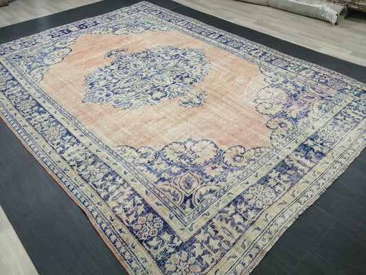 Large 10.7 x 7.5 OUSHAK RUG TURKISH Oushak Rug Vintage Oushak Runner Rug Vintage 8 by 11 Rug Wool Oriental Rug Hand Made Rugs Turkish Rug