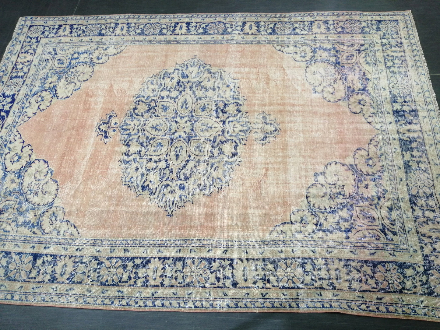 Large 10.7 x 7.5 OUSHAK RUG TURKISH Oushak Rug Vintage Oushak Runner Rug Vintage 8 by 11 Rug Wool Oriental Rug Hand Made Rugs Turkish Rug