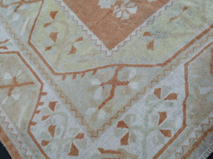 Muted OUSHAK RUG 7.7 x 5 TURKISH Oushak Rug Vintage Oushak Runner Rug 5x8  Vintage Runner Rug Wool Neutral Rug Hand Made Rugs Vintage  Rug