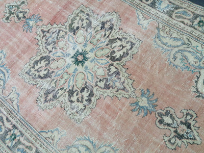 6.7 x 9.7 Large OUSHAK RUG TURKISH Oushak Rug Vintage Oushak Runner Rug Vintage Runner Rug Muted Wool Oushak Rug Hand Made Rugs Art Rug