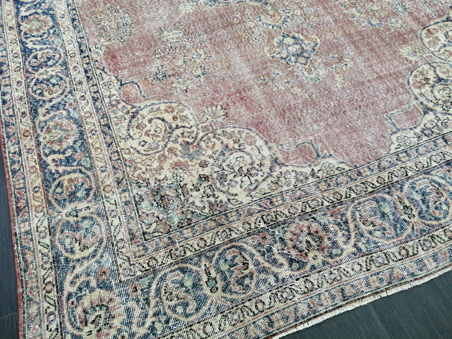 7x10 Vintage RUG TURKISH Rug Vintage Oushak Rug Vintage Oriental Rug Wool Oushak Rug Hand Made Rugs Vintage Turkish Rug