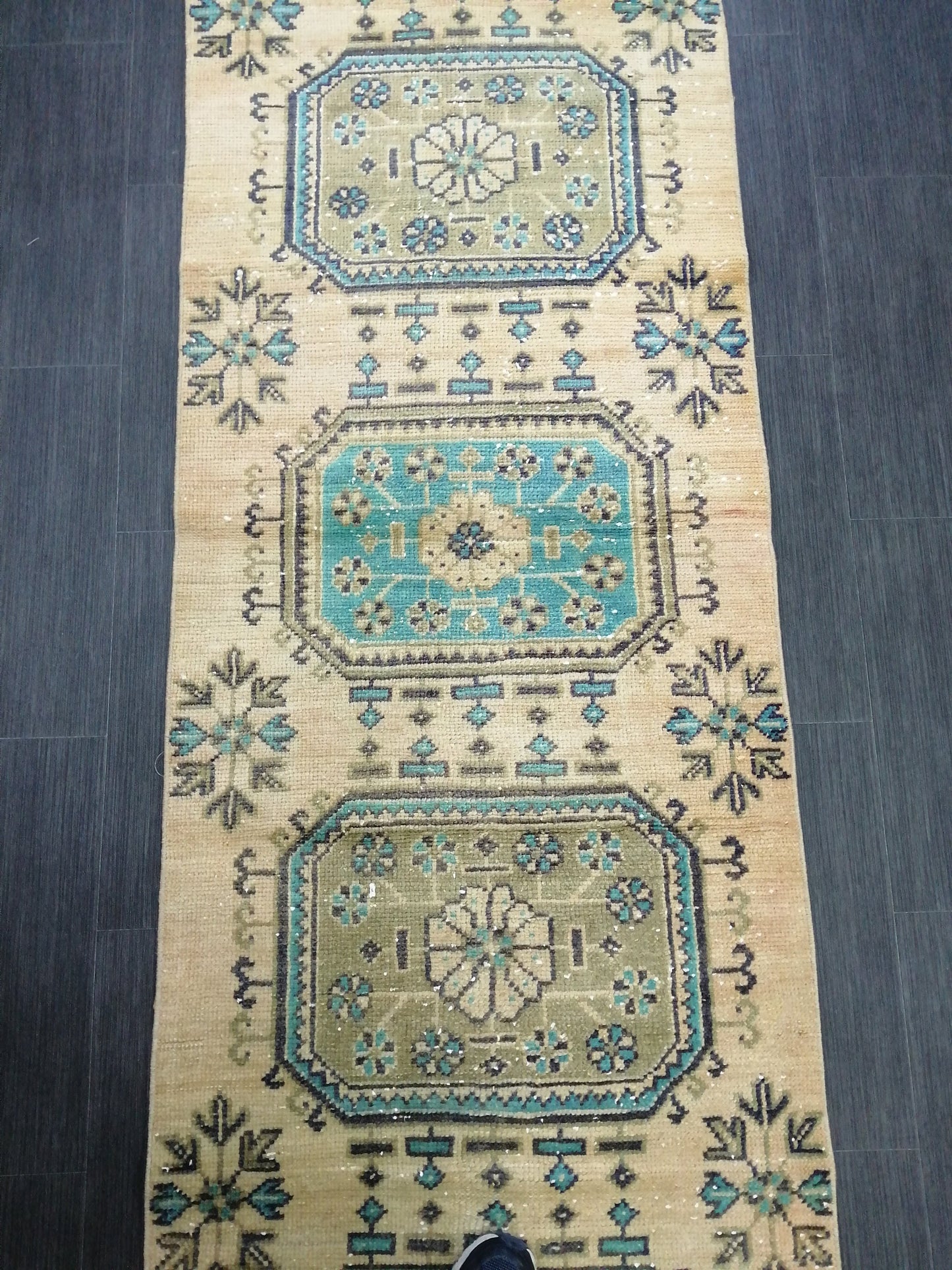 2.5 x 10.4 Oushak Runner Rug Turkish Runner Rug Vintage Runner Rug