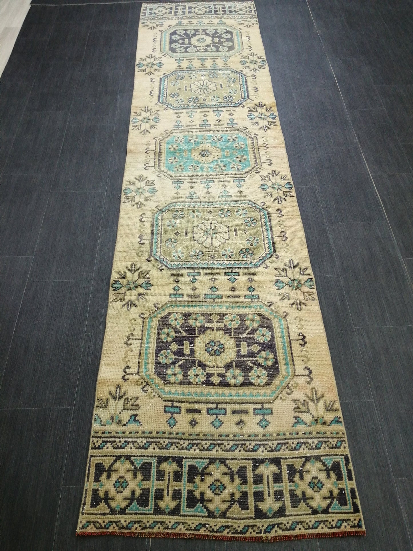 2.5 x 10.4 Oushak Runner Rug Turkish Runner Rug Vintage Runner Rug