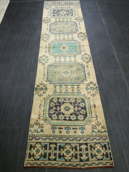 2.5 x 10.4 Oushak Runner Rug Turkish Runner Rug Vintage Runner Rug