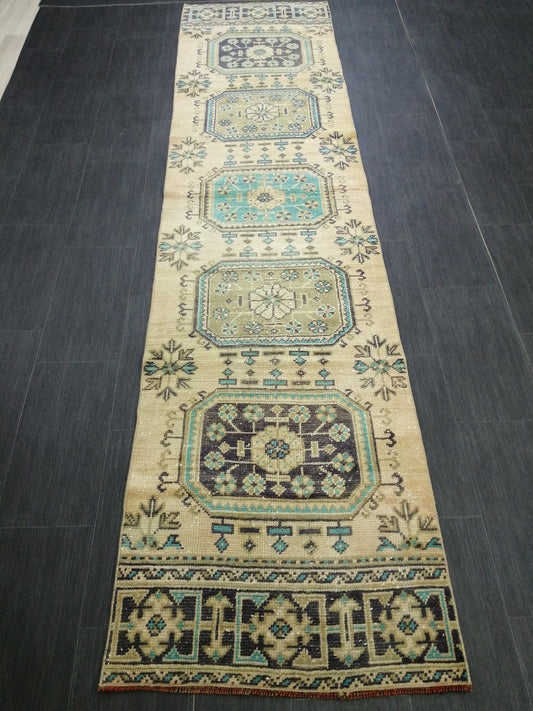 2.5 x 10.4 Oushak Runner Rug Turkish Runner Rug Vintage Runner Rug