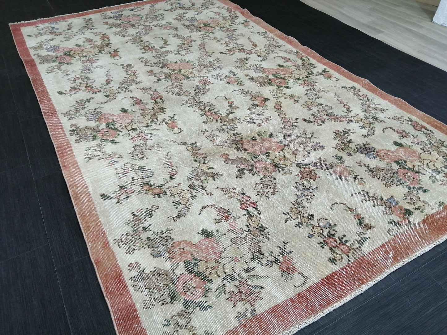 9.7x5.7 Floral Oushak Runner Rug Turkish Runner Rug Vintage Runner Rug Hallway Runner Rug Kitchen Runner Rug Wool Runner Rug Wool Oushak Rug
