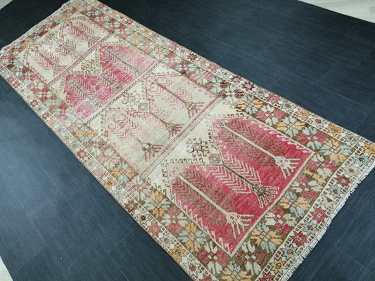 Oushak Runner Rug 4x11 Distressed Turkish Runner Rug Vintage Runner Rug Hallway Runner Rug Kitchen Runner Rug Wool Runner Rug Nomad Rug