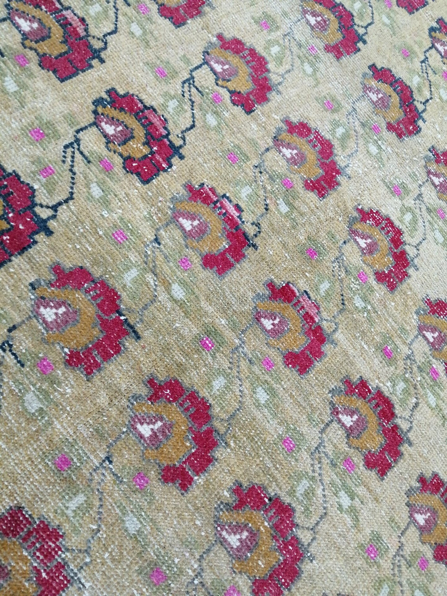 4x9 FLORAL WOOL Rugs, Hand Made Rug, Oushak Rug, Rustic Rug, Turkish Rug, Farmhouse Rug, Vintage Rug, Wool rug