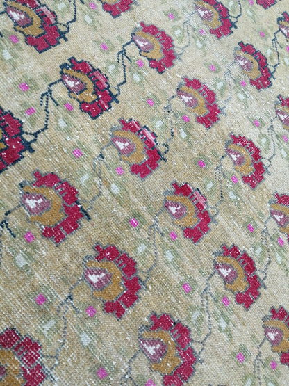 4x9 FLORAL WOOL Rugs, Hand Made Rug, Oushak Rug, Rustic Rug, Turkish Rug, Farmhouse Rug, Vintage Rug, Wool rug