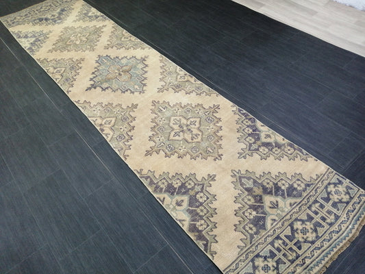 2.6 x 11.4 Oushak Runner Rug Turkish Runner Rug Muted Vintage Runner Rug Hallway Runner Rug Kitchen Runner Rug Wool Staircase Runner Rug