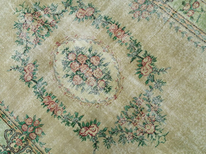 9x5.8 OUSHAK RUG Distressed TURKISH Oushak Rug Vintage Oushak Runner Rug 9x6 Large Rug Wool Oushak Rug Hand Made Rugs Vintage Turkish Rug