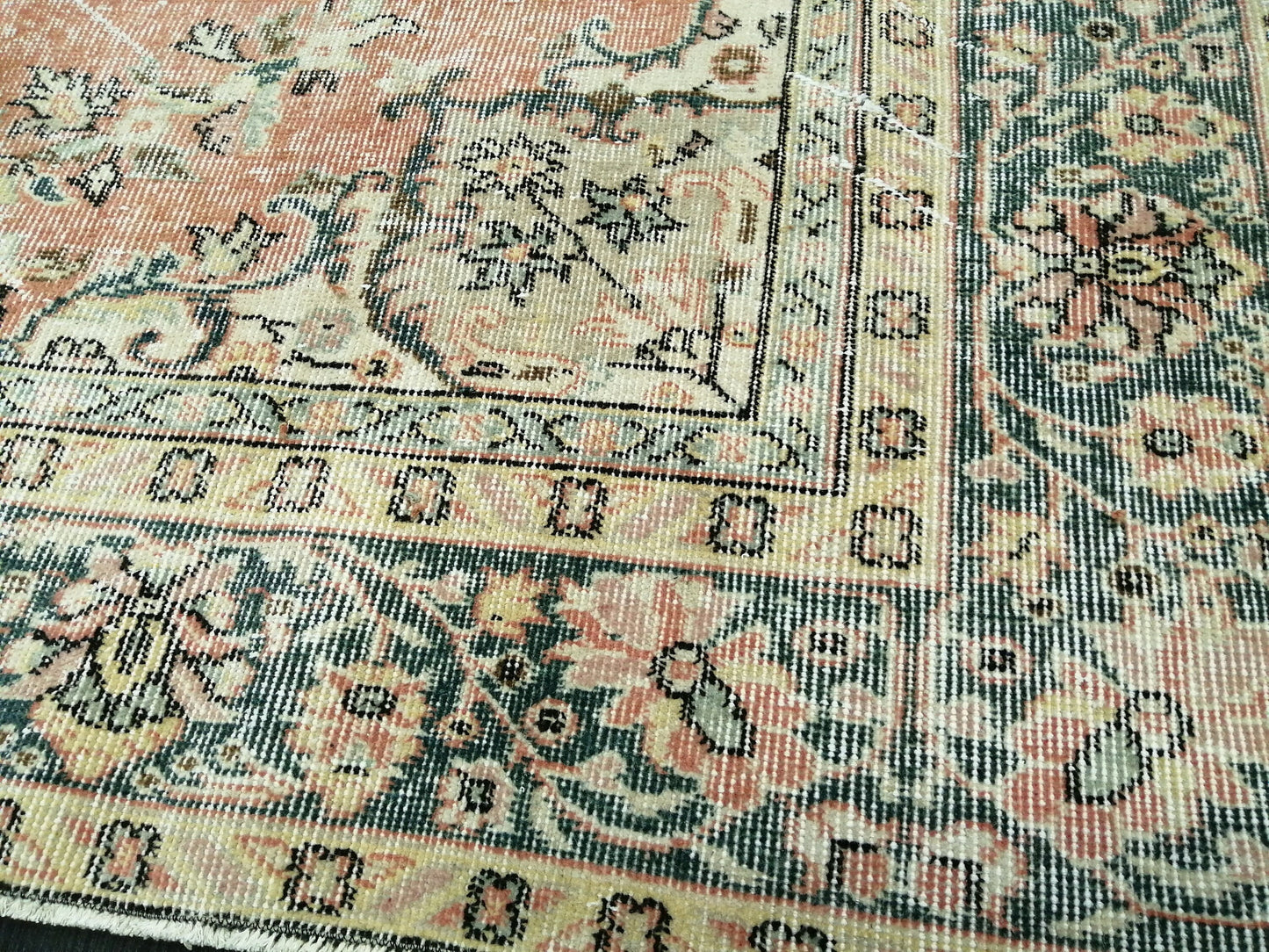 TURKISH RUG 6.4 x 9.6 Oushak Rug Vintage Oushak Rug Vintage  Rug Wool Oushak Rug Hand Made Rug VintagePersian Rug  Vintageturkish_rug