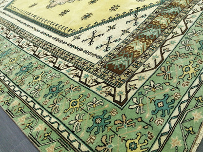 OUSHAK RUG  8.6x7.3 Green TURKISH Oushak Rug Vintage Oushak Runner Rug Vintage Runner Rug Wool Oushak Rug Hand Made Rugs Vintage Turkish Rug