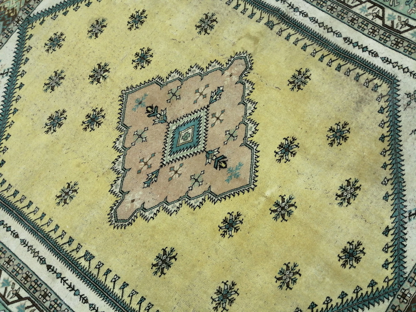 OUSHAK RUG  8.6x7.3 Green TURKISH Oushak Rug Vintage Oushak Runner Rug Vintage Runner Rug Wool Oushak Rug Hand Made Rugs Vintage Turkish Rug