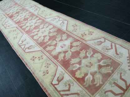 Muted Oushak Runner 2.5 x 9.5 Kitchen Runner Rug Wool Runner Rug Wool Oushak Rug Turkish Runner Rug Vintage Runner Rug Hallway Runner Rug