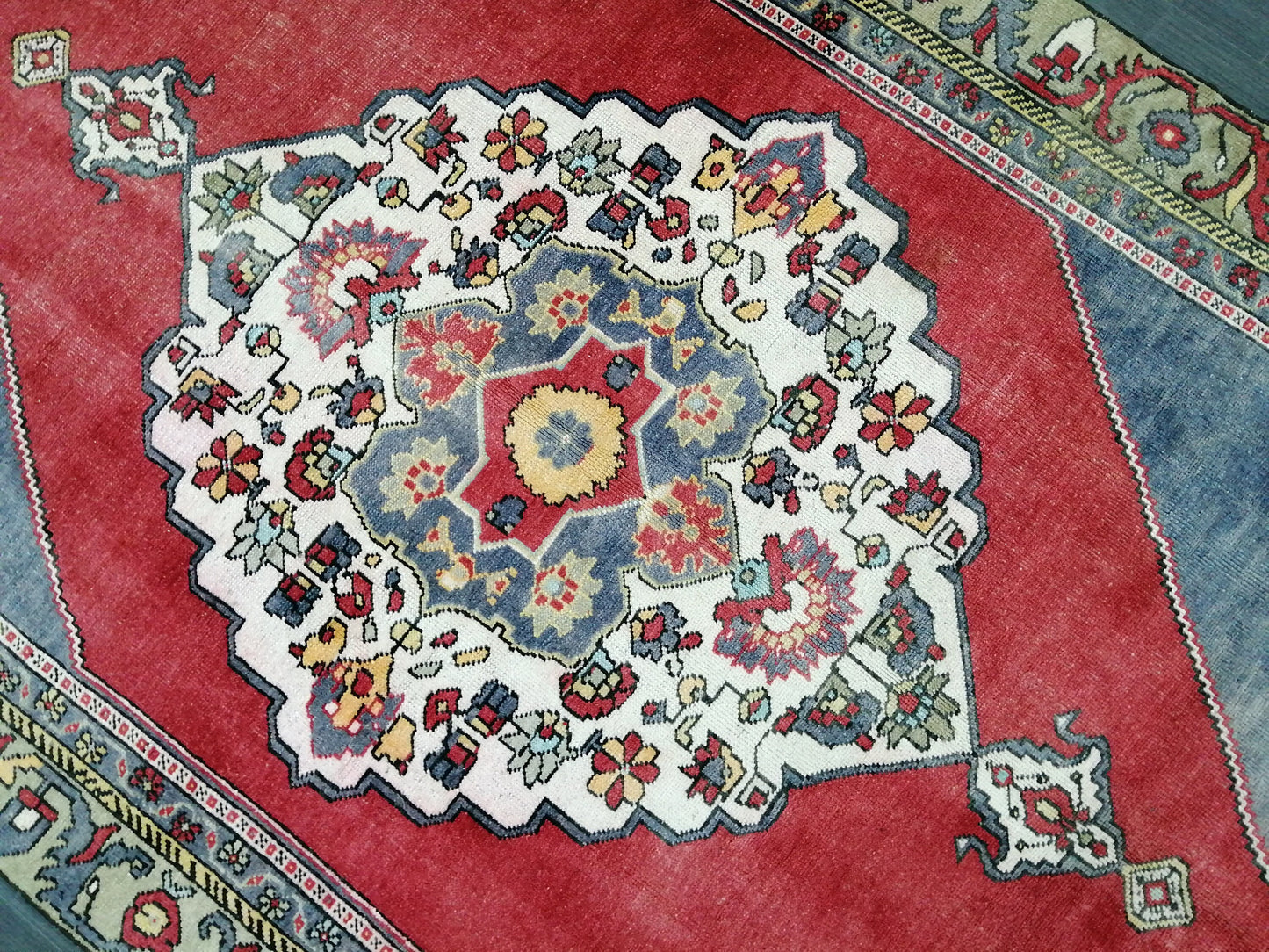 5x9 Vintage OUSHAK RUG TURKISH Wool Rug Hand Made Rugs Vintage Rug