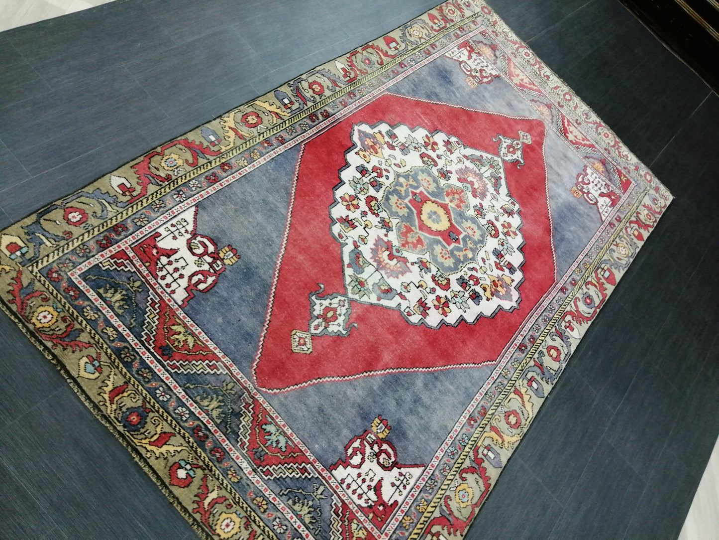 5x9 Vintage OUSHAK RUG TURKISH Wool Rug Hand Made Rugs Vintage Rug