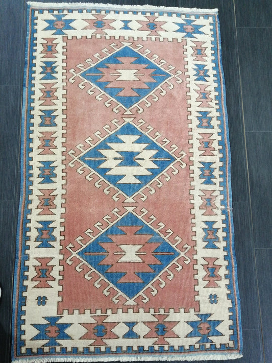 4.8 X 3  Vintage Oushak Rug Vintage Rug Wool Oushak Rug 5X3 Hand Made Rugs Vintage Turkish Rug