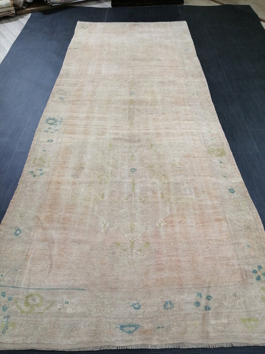 4.6 x 11.5 Muted Wool Runner Rug  Muted Oushak Runner Rug Turkish Runner Rug Vintage Runner Rug Hallway Runner Rug Kitchen Runner Rug