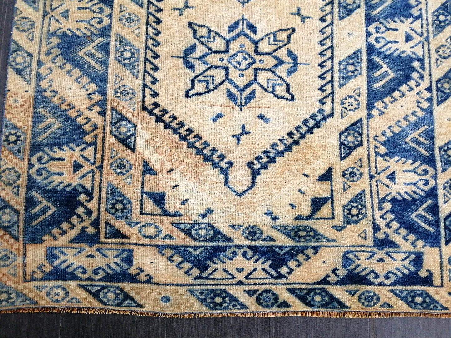 Blue Vintage Rug OUSHAK RUG 6x3.9 TURKISH Oushak Rug Wool Rug Hand Made Rugs