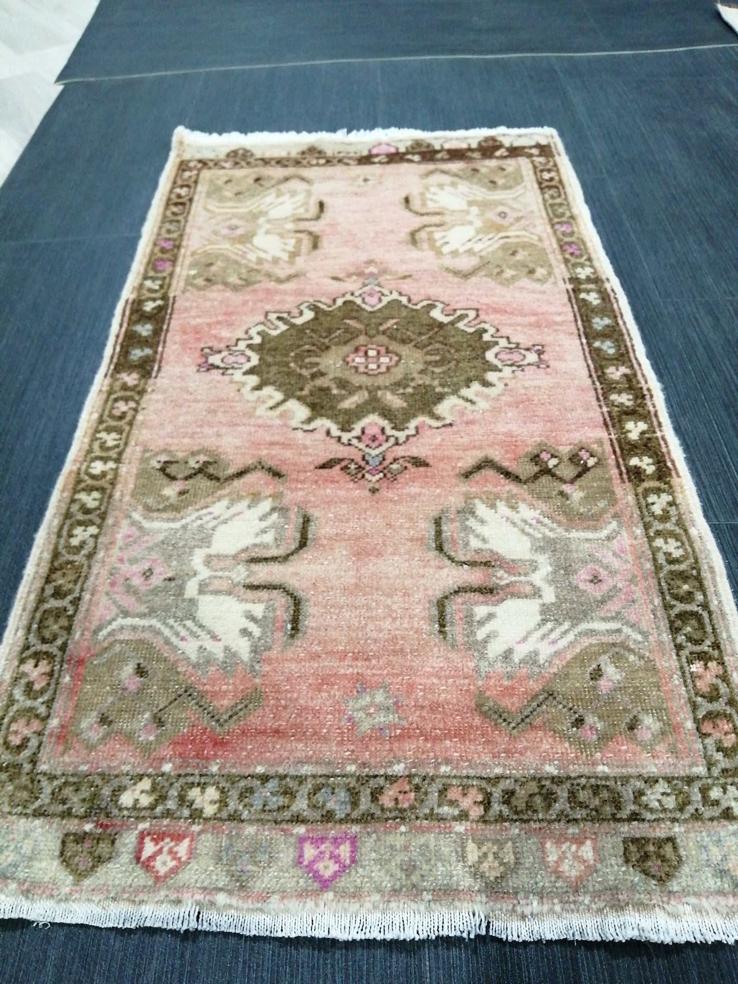 Small Turkish Rug Mini Rug Small Area Rug Turkish Rug Oushak Rug Hand Made Rug Vintage Rug Vintage Mat Hand Knotted Rug