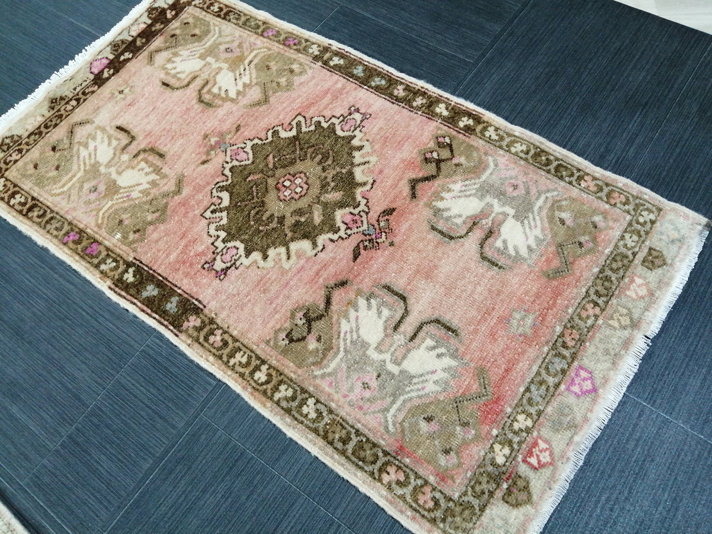 Small Turkish Rug Mini Rug Small Area Rug Turkish Rug Oushak Rug Hand Made Rug Vintage Rug Vintage Mat Hand Knotted Rug