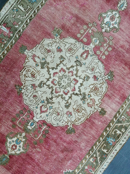 4.3 x 8.5 Vintage Oushak  Rug Muted  Vintage  Rug Wool Oushak Rug Hand Made Rugs Vintage Turkish Rug Living Room Rug