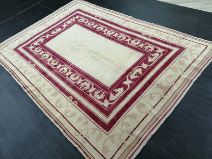 5,2 x 7.4 Burgundy Rug, Hand Made Rug, Oushak Rug, Rustic Rug, Bohemian Rug, Bordo Turkish Rug, Farmhouse Rug, Vintage Rug, Wool Vine rug