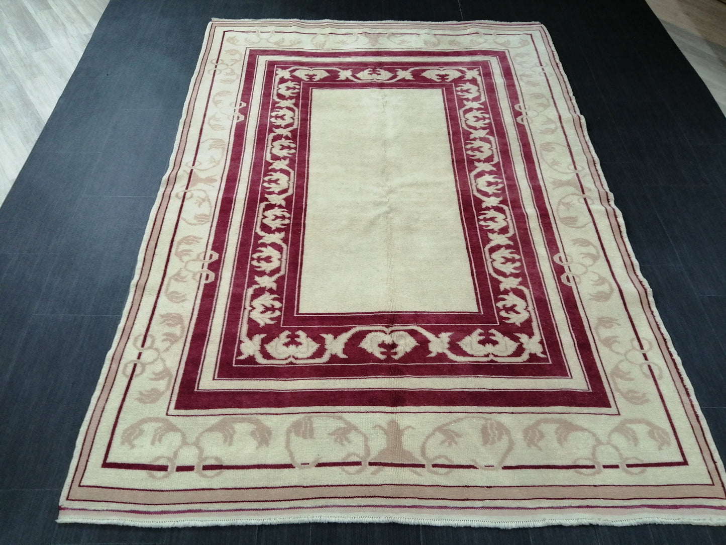 5,2 x 7.4 Burgundy Rug, Hand Made Rug, Oushak Rug, Rustic Rug, Bohemian Rug, Bordo Turkish Rug, Farmhouse Rug, Vintage Rug, Wool Vine rug