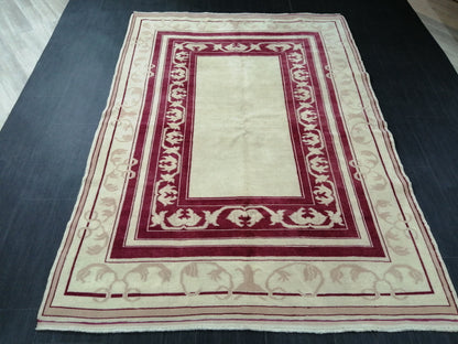 5,2 x 7.4 Burgundy Rug, Hand Made Rug, Oushak Rug, Rustic Rug, Bohemian Rug, Bordo Turkish Rug, Farmhouse Rug, Vintage Rug, Wool Vine rug