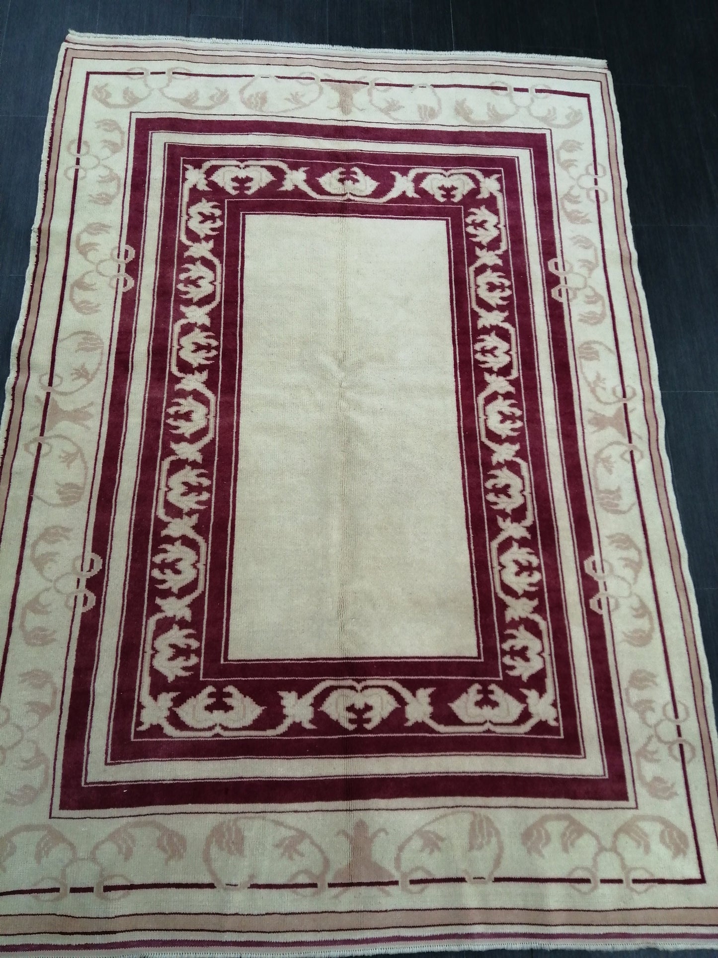 5,2 x 7.4 Burgundy Rug, Hand Made Rug, Oushak Rug, Rustic Rug, Bohemian Rug, Bordo Turkish Rug, Farmhouse Rug, Vintage Rug, Wool Vine rug