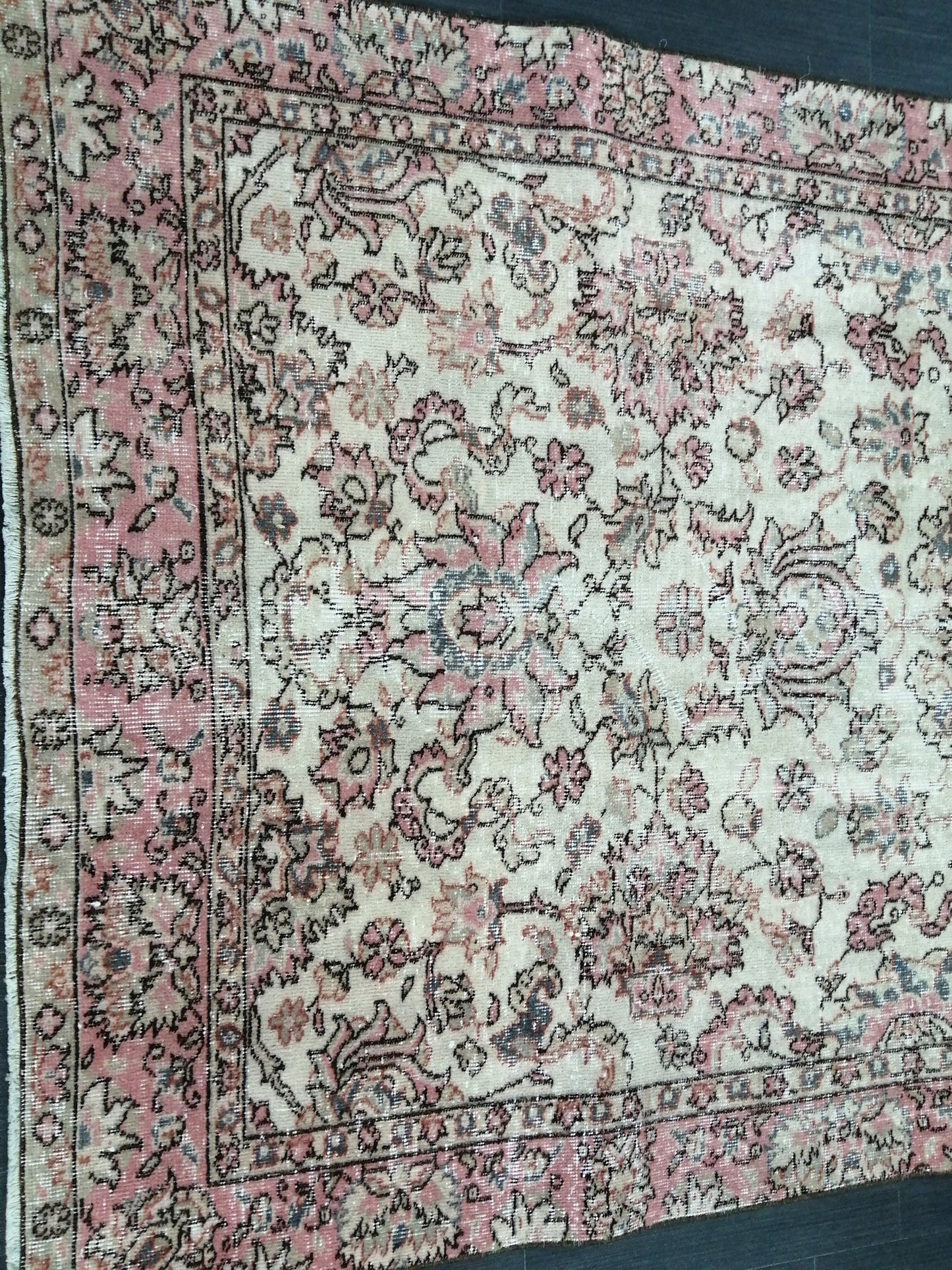 Pink Rug 4.5x 8 Hand Made Rug, Oushak Rug, Turkish Rug, Farmhouse Rug, Vintage Rug, Wool rug