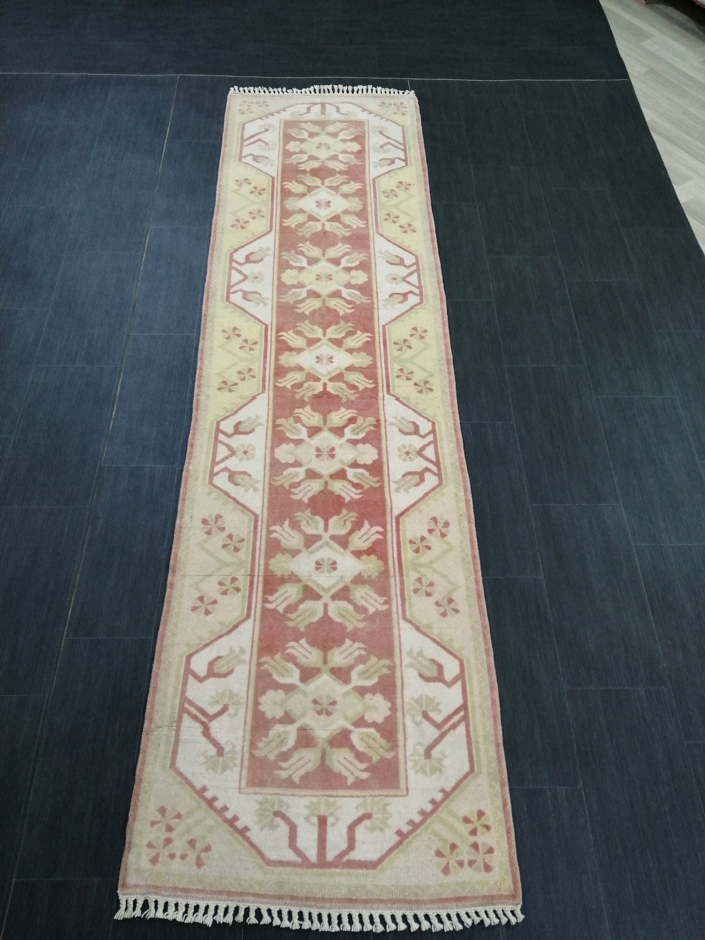 Muted Oushak Runner 2.5 x 9.5 Kitchen Runner Rug Wool Runner Rug Wool Oushak Rug Turkish Runner Rug Vintage Runner Rug Hallway Runner Rug