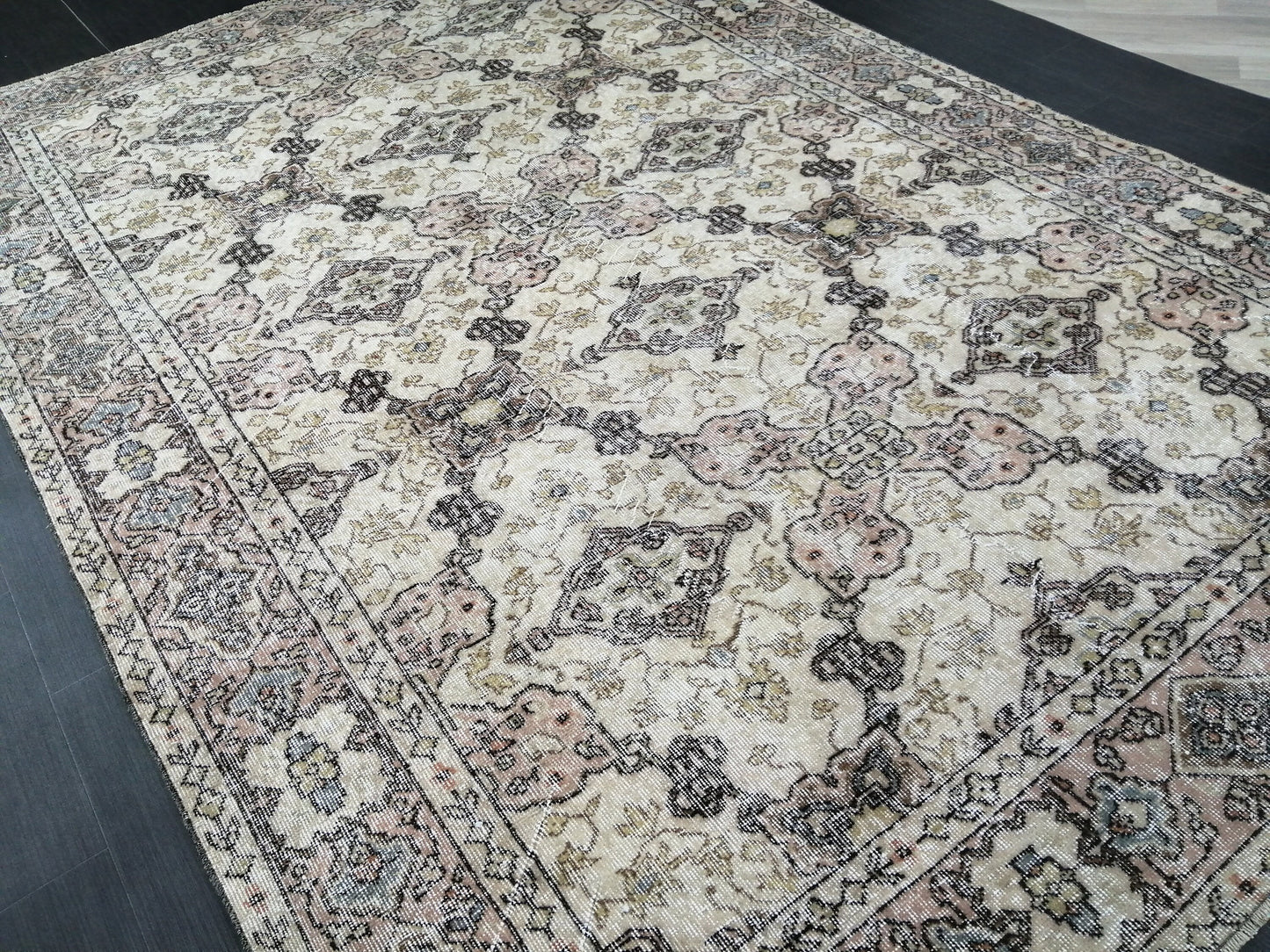 7 x 10.4 Vintage Rug TURKISH HAND MADE Rug Vintage Turkish Rug Oushak Rug  Traditional Rug, Turkish Rug, Vintage Oushak Rug, Wool Rug 7x10