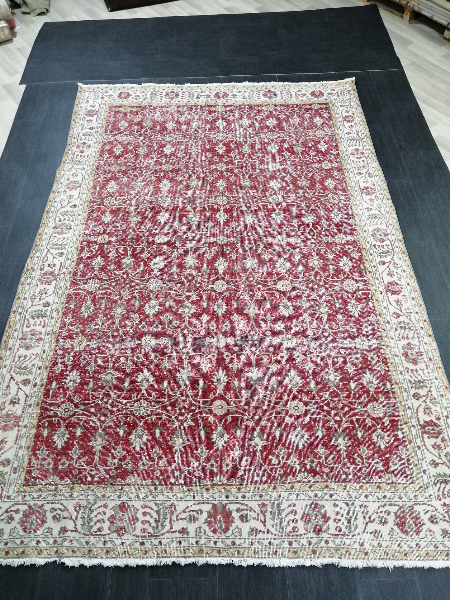 6.8 x 10 TURKISH HAND MADE Rugs   Vintage Turkish Rugs   Oushak Rug   Traditional Rug, Oriental Oushak Rug, Vintage Floral Rug Red Wool Rug