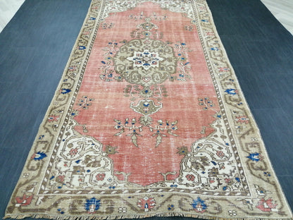 8.7 x 4.6 OUSHAK RUG TURKISH Oushak Rug Vintage Oushak Runner Rug Vintage Runner Rug Wool Oushak Rug Hand Made Rugs Vintage Turkish Rug