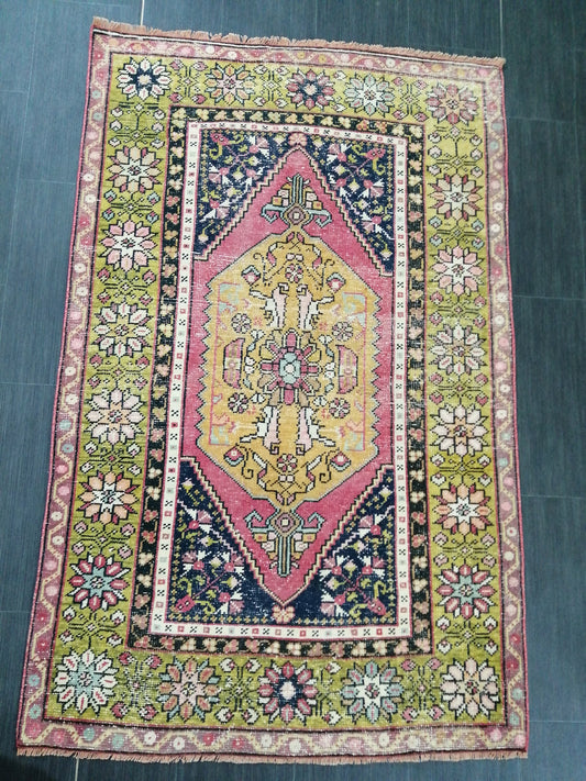 5.6 x 3.6 Hand Made Rug, Oushak Rug, Rustic Rug, Bohemian Rug, Rug Runner, Turkish Rug, Farmhouse Rug, Vintage Rug, Wool rug