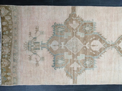 Muted Vintage Runner Rug 2.7 x 10.4 Turkish Runner Rug Vintage Runner Rug Hallway Runner Rug Kitchen Runner Rug Wool Runner Wool Oushak Rug