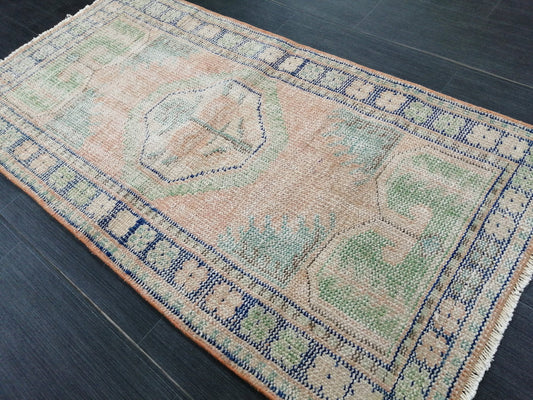 4.8 x 2.5 Muted Rugs, Distressed Hand Made Rug, Oushak Rug, Rustic Rug, Boho Rug, Turkish Rug, Farmhouse Rug, Vintage Rug, Wool rug