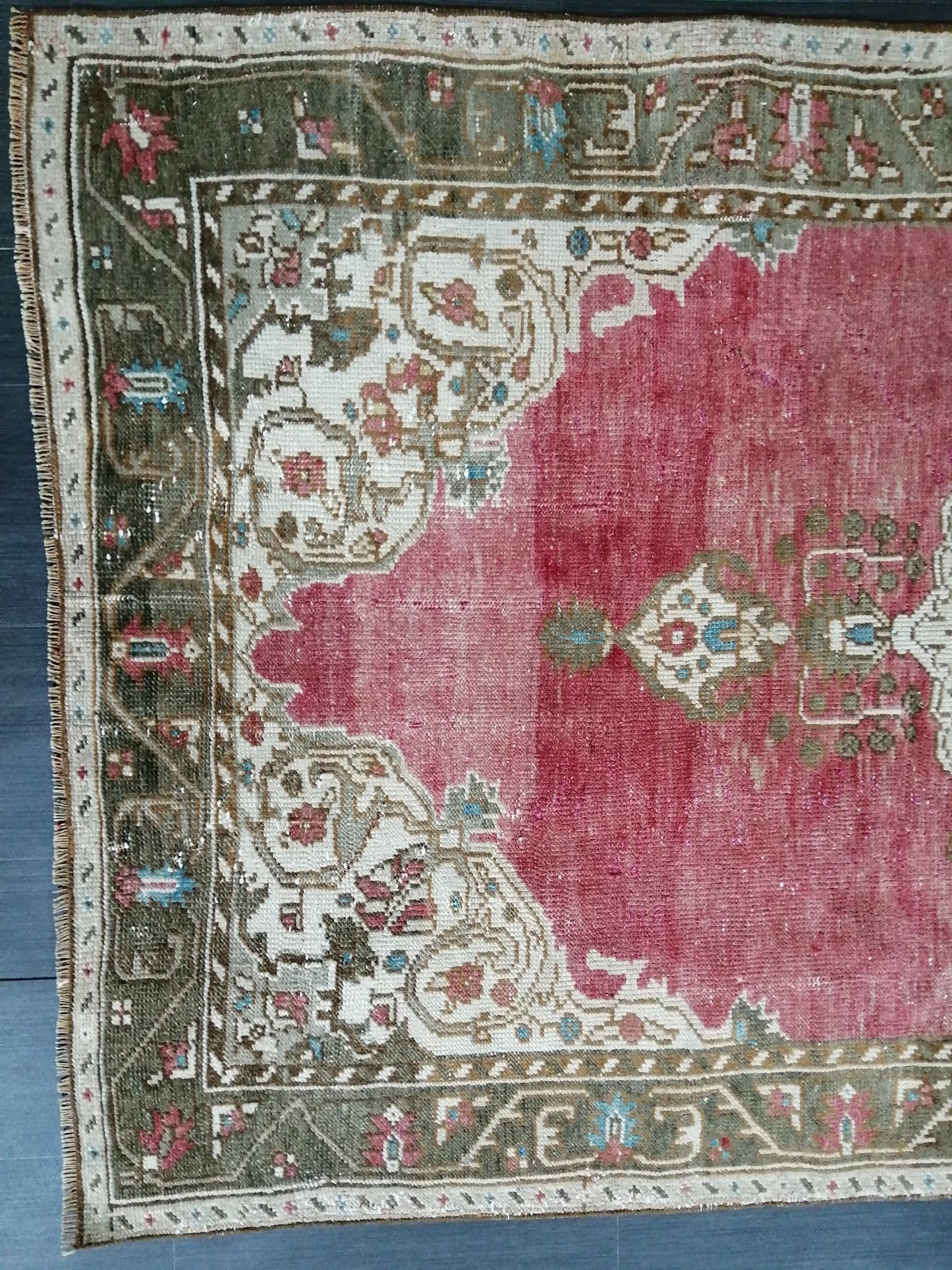 4.3 x 8.5 Vintage Oushak  Rug Muted  Vintage  Rug Wool Oushak Rug Hand Made Rugs Vintage Turkish Rug Living Room Rug