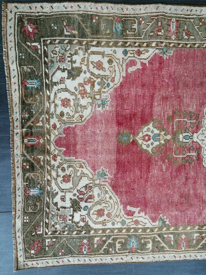 4.3 x 8.5 Vintage Oushak  Rug Muted  Vintage  Rug Wool Oushak Rug Hand Made Rugs Vintage Turkish Rug Living Room Rug