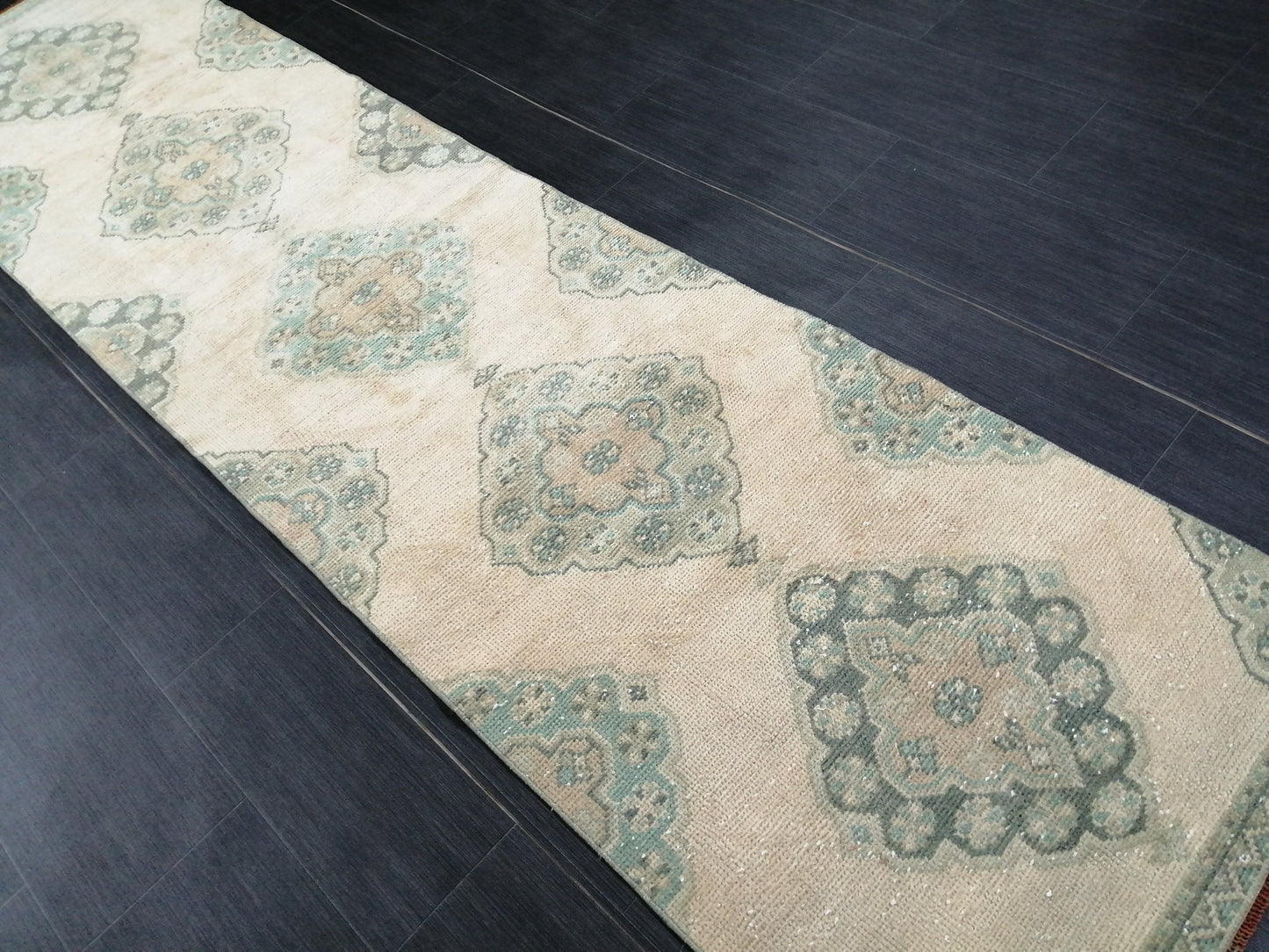 Muted Oushak Runner 10 x 2.5 Vintage Runner Rug Hallway Runner Rug Kitchen Runner Rug Wool Runner Rug Wool Oushak Rug