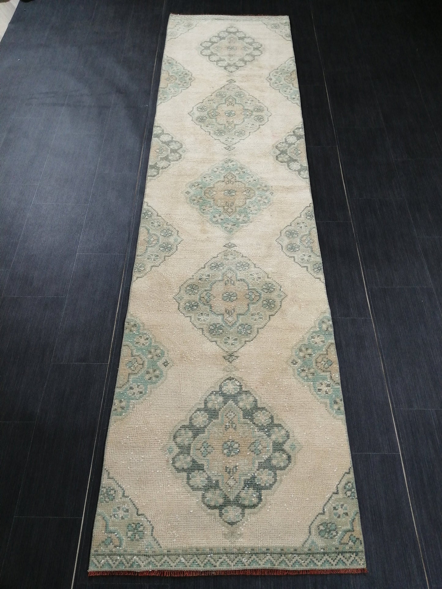 Muted Oushak Runner 10 x 2.5 Vintage Runner Rug Hallway Runner Rug Kitchen Runner Rug Wool Runner Rug Wool Oushak Rug