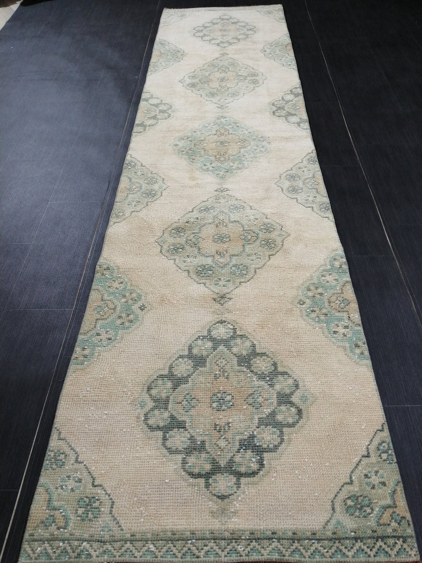 Muted Oushak Runner 10 x 2.5 Vintage Runner Rug Hallway Runner Rug Kitchen Runner Rug Wool Runner Rug Wool Oushak Rug