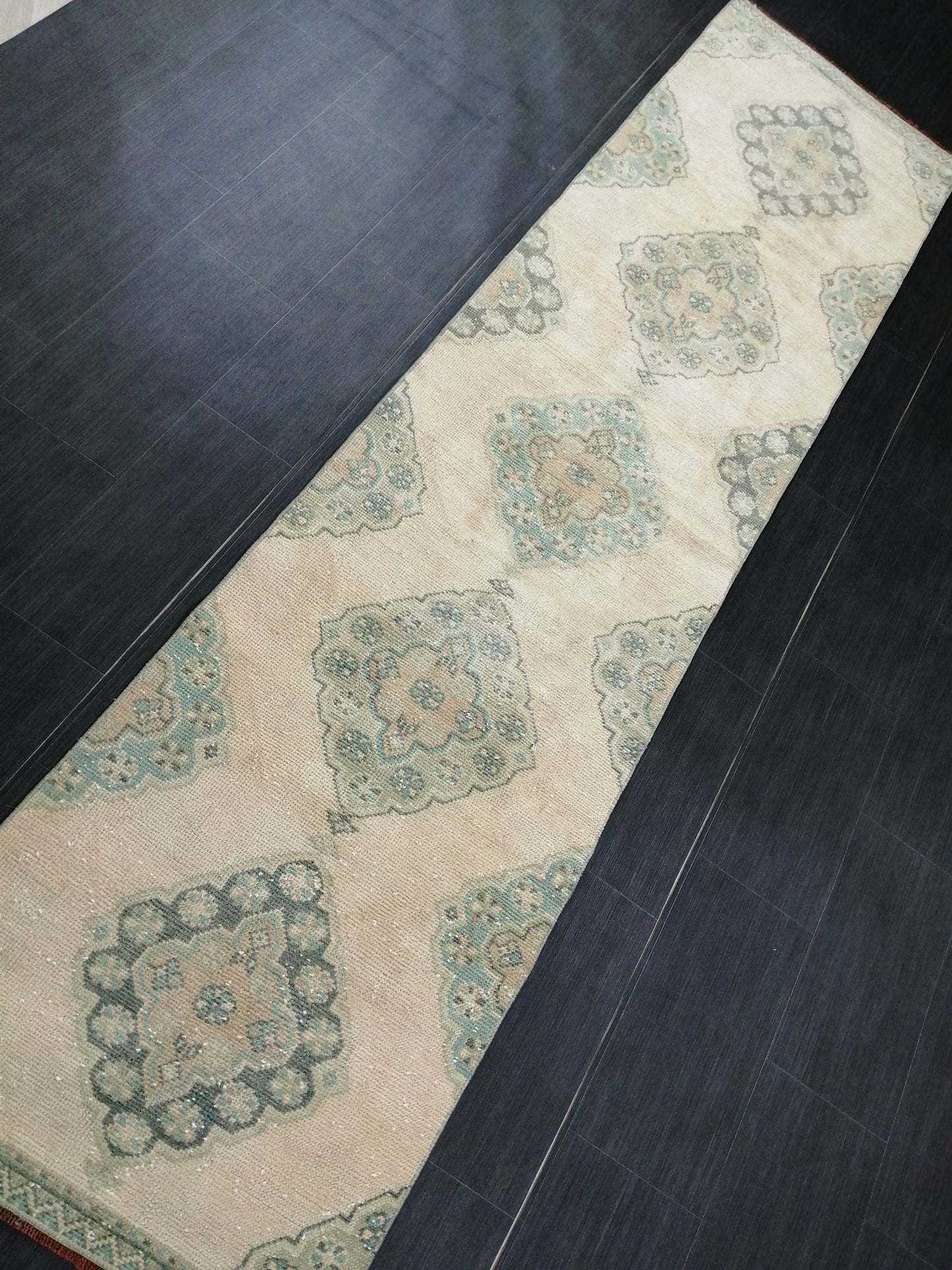 Muted Oushak Runner 10 x 2.5 Vintage Runner Rug Hallway Runner Rug Kitchen Runner Rug Wool Runner Rug Wool Oushak Rug