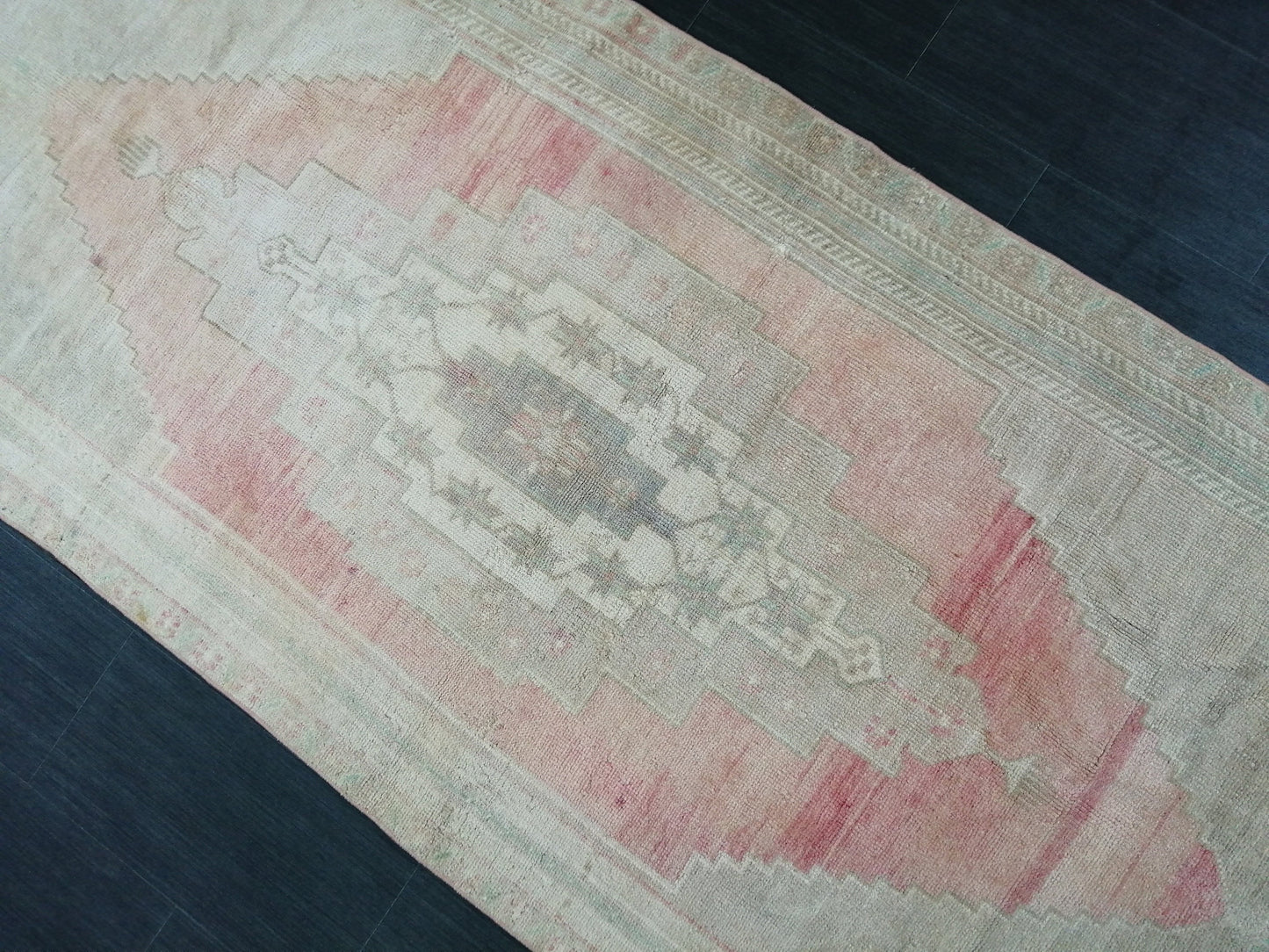 3.7 x 9 Muted Oushak Runner Rug Turkish Runner Rug Vintage Runner Rug Hallway Runner Rug Kitchen Runner Rug Wool Runner Rug Muted Wool Rug