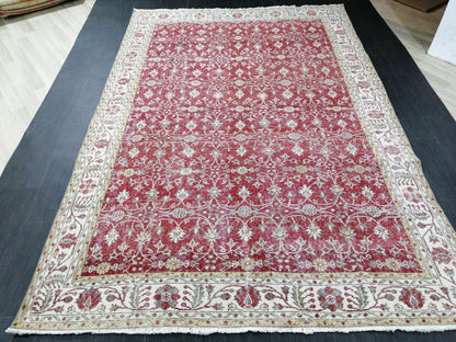 6.8 x 10 TURKISH HAND MADE Rugs   Vintage Turkish Rugs   Oushak Rug   Traditional Rug, Oriental Oushak Rug, Vintage Floral Rug Red Wool Rug
