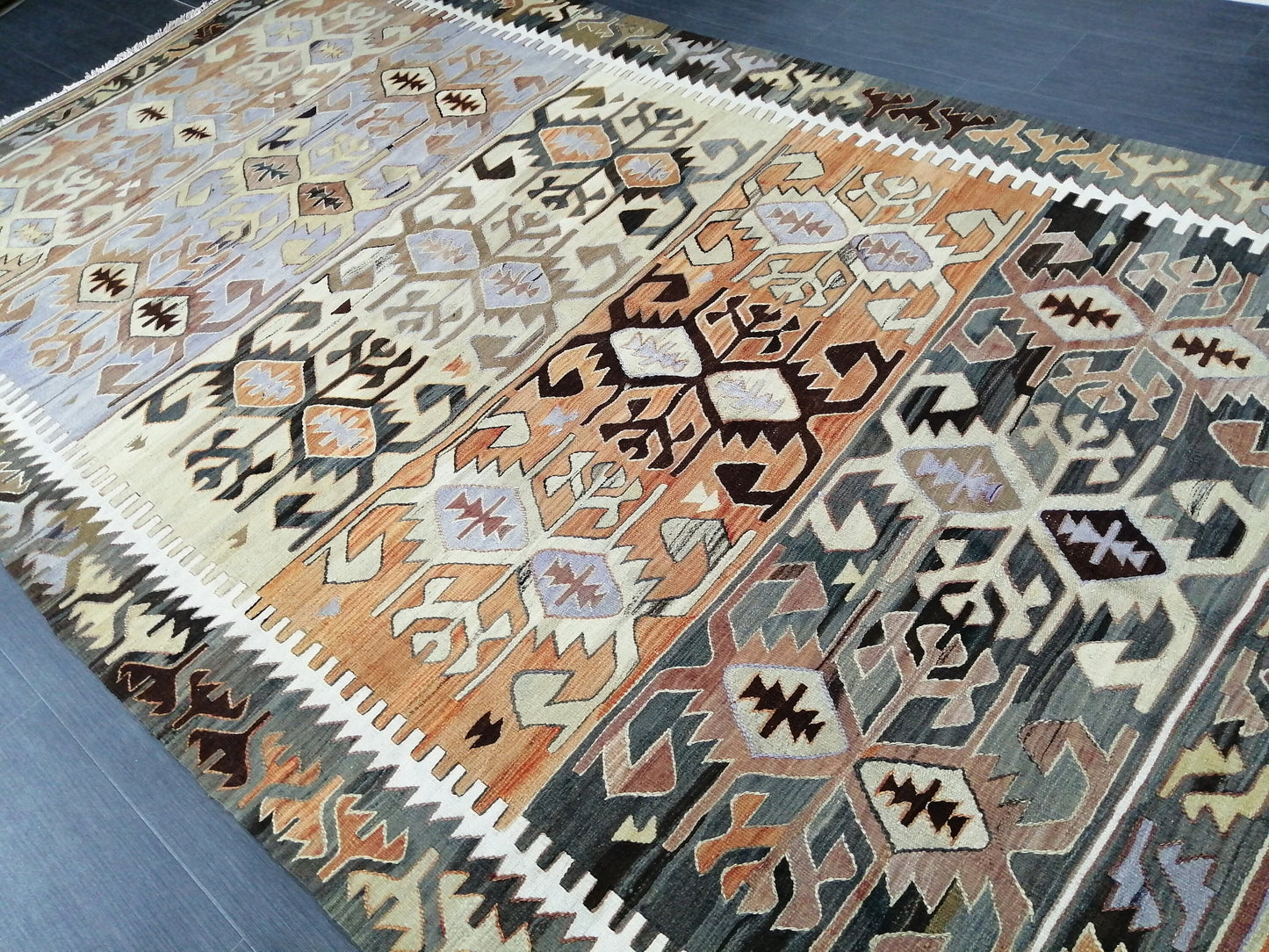 5.7 x 9.8 Rug Vintage Kilim Handmade Rug, Flatwoven Oushak Rug, Rustic Rug, Flat Weave Rug, Turkish Rug, Farmhouse Rug, Vintage Wool rug